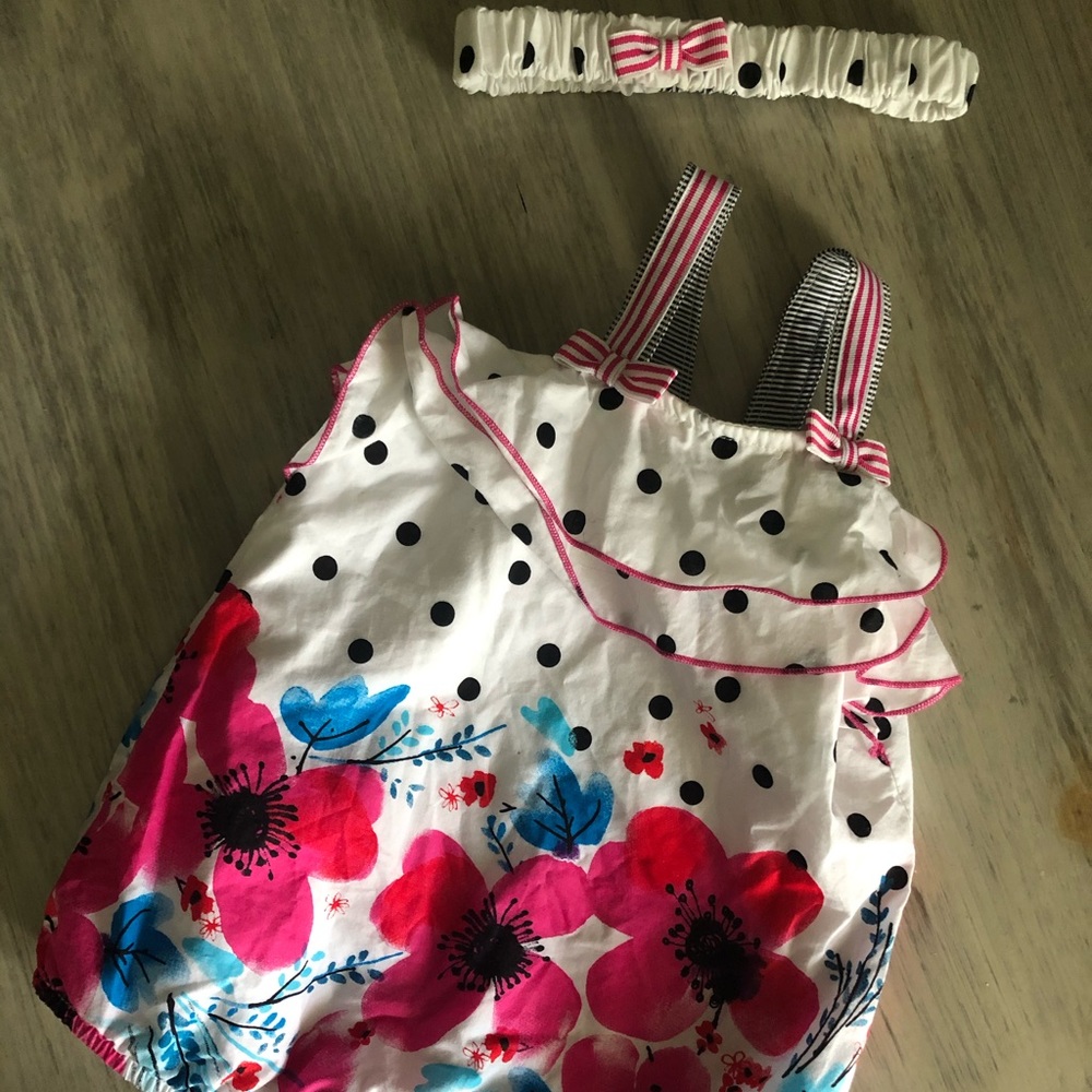 Deux Par Deux Floral Romper & Headband
